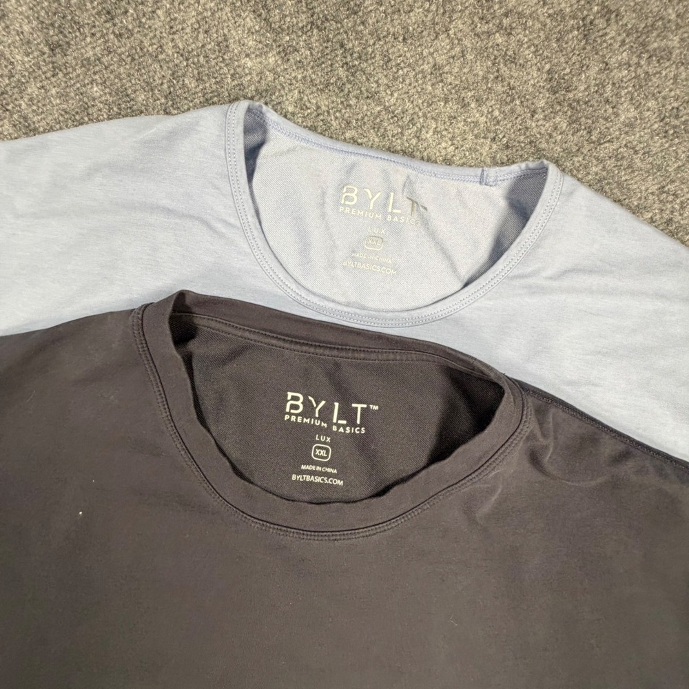 BYLT 2 pack Premium Basics Lux T-Shirt Mens XXL Blue Charcoal Grey Athletic 0719